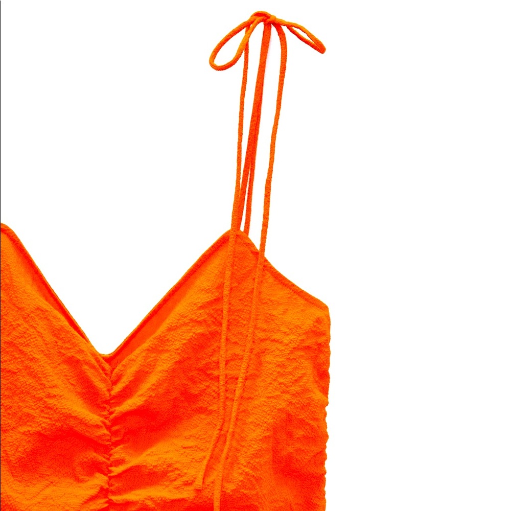 orange draped zara bodysuit